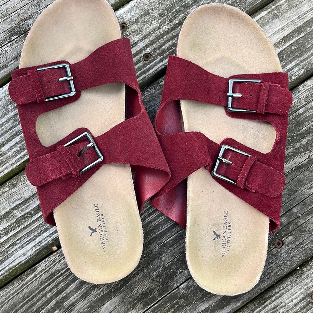 American Eagle Maroon Birkenstock-like Sandals women 8
